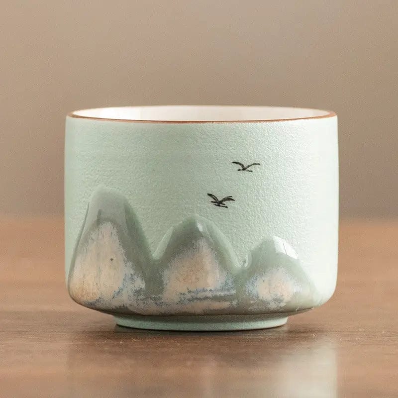 Keramische theekopjes met bergmotieven 75ml