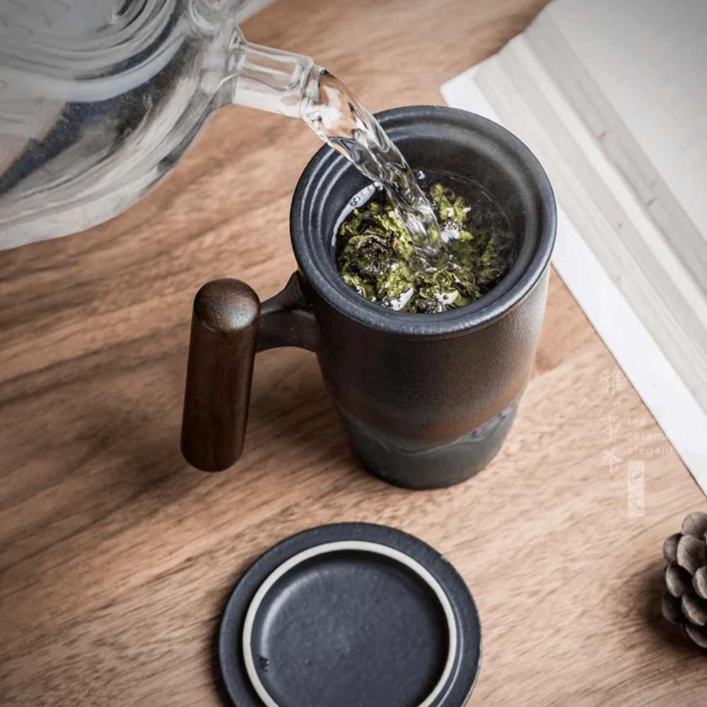 Keramische theemok met infuser en deksel 400ml