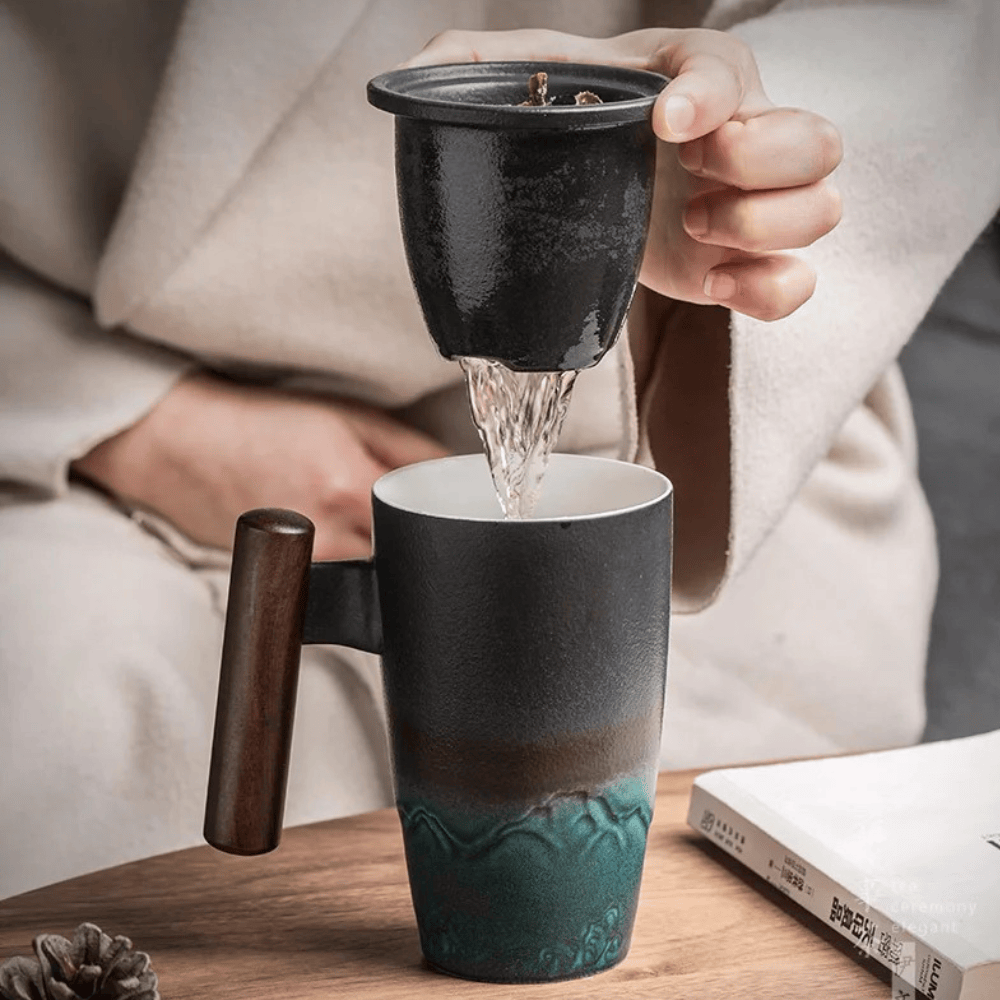 Keramische theemok met infuser en deksel 400ml