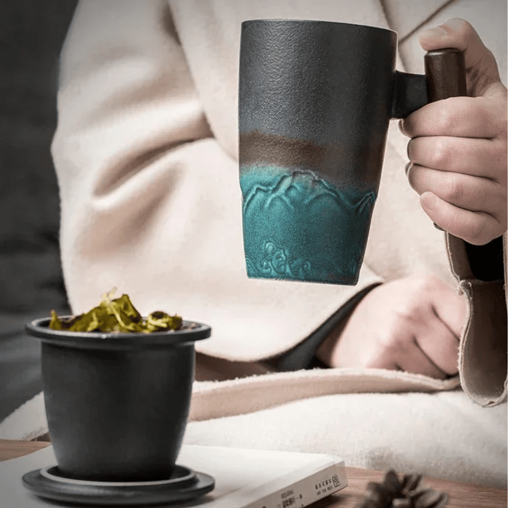 Keramische theemok met infuser en deksel 400ml