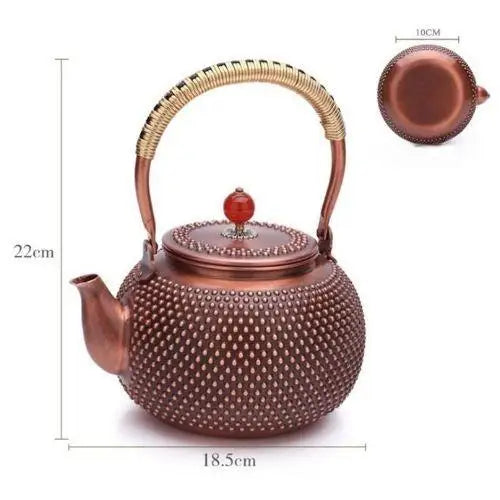 Koperen waterketel 1,5 liter met emaille afwerking