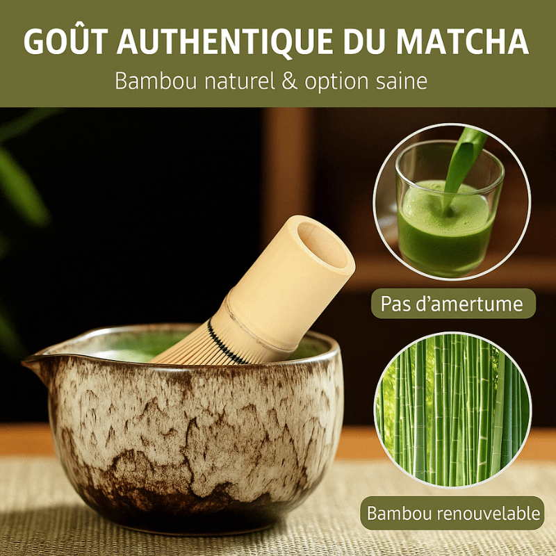 Matcha kit 6-delig met keramische kom en bamboe garde