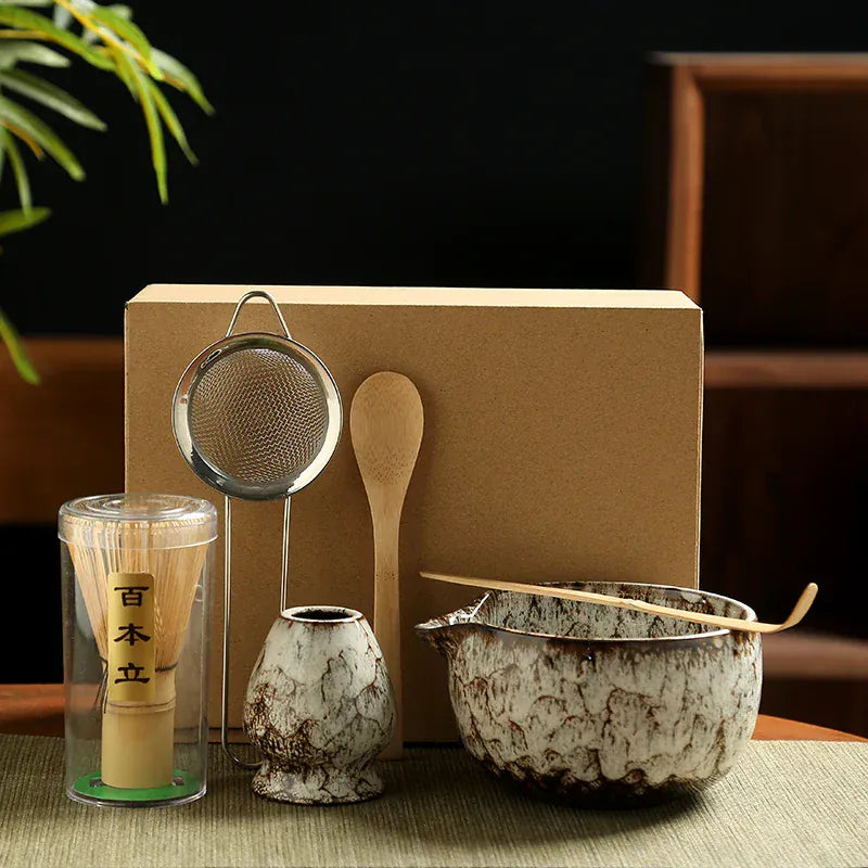 Matcha kit 6-delig met keramische kom en bamboe garde