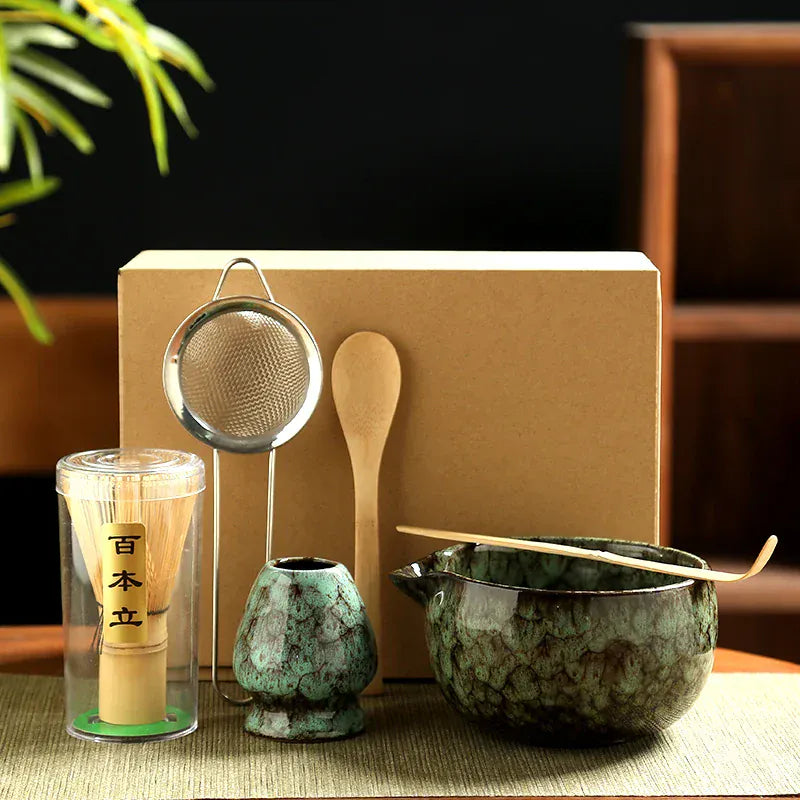 Matcha kit 6-delig met keramische kom en bamboe garde