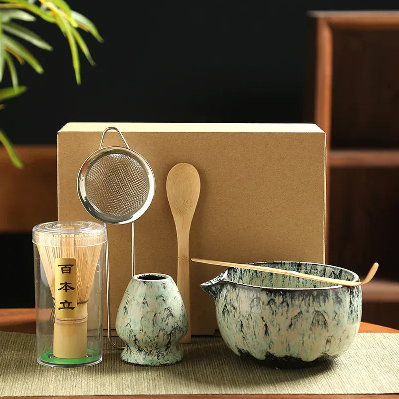 Matcha kit 6-delig met keramische kom en bamboe garde