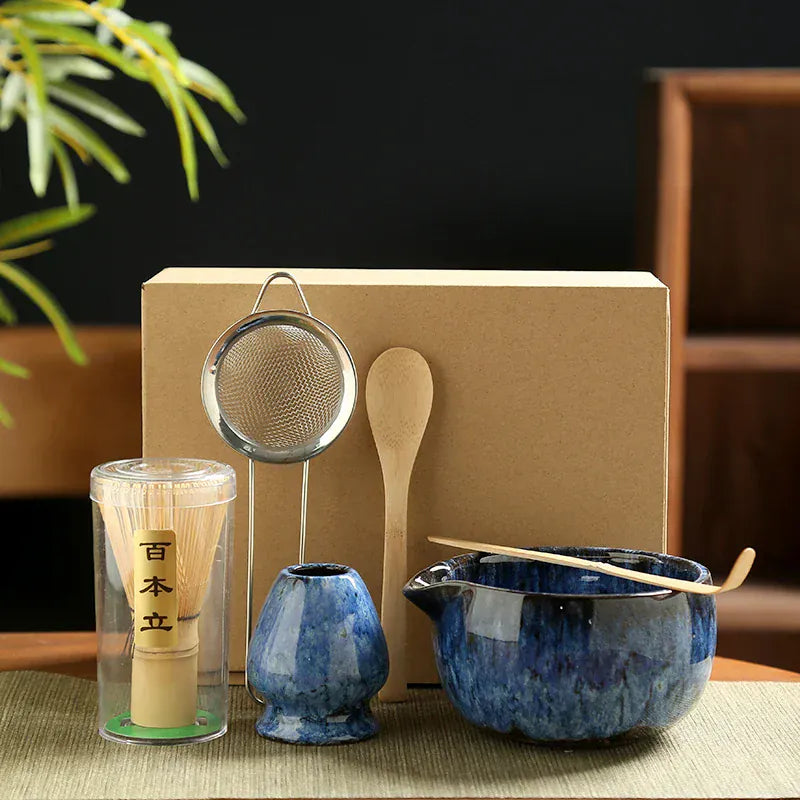 Matcha kit 6-delig met keramische kom en bamboe garde