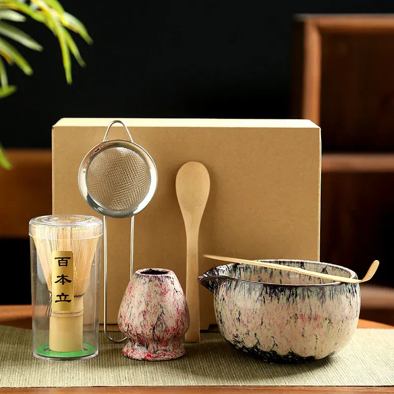 Matcha kit 6-delig met keramische kom en bamboe garde