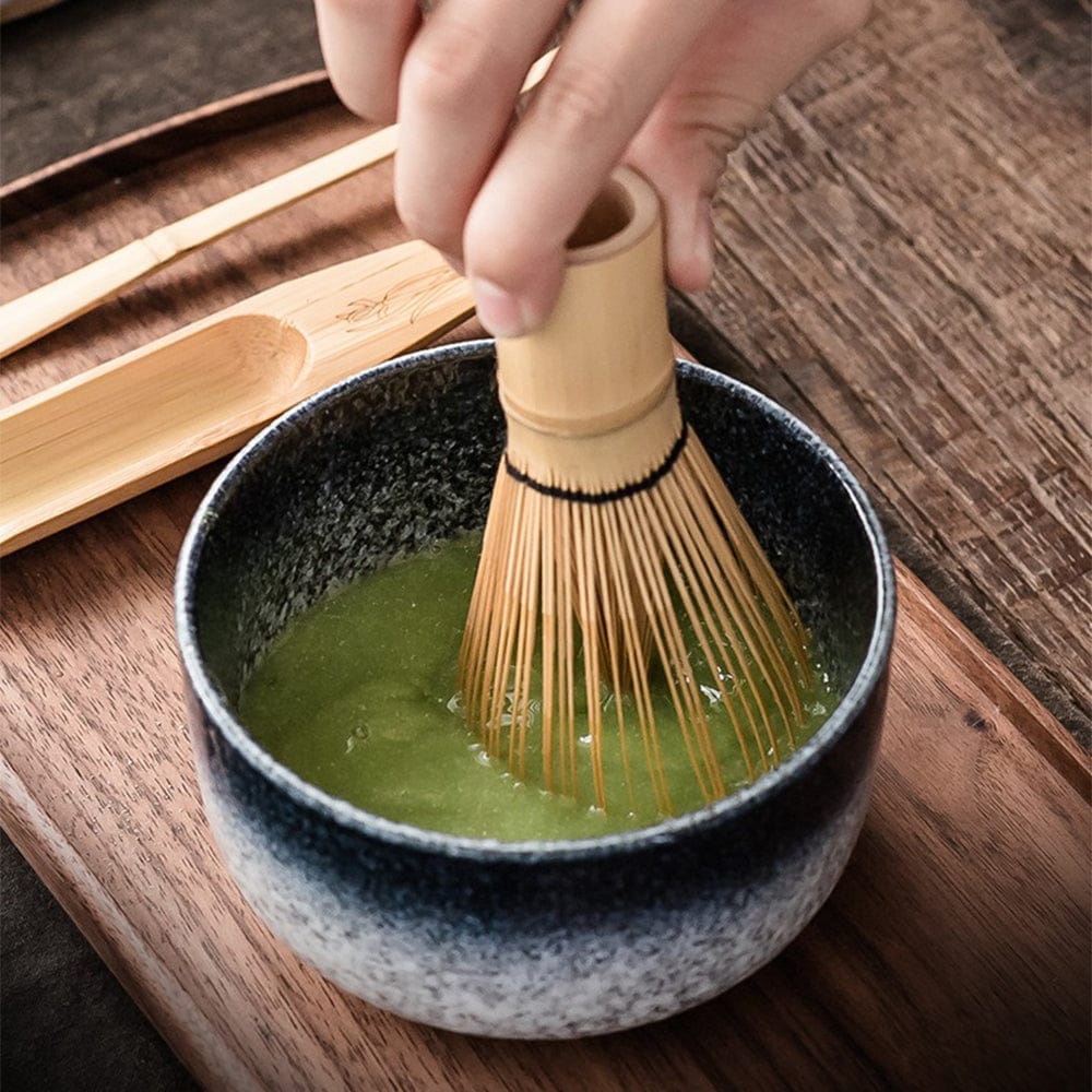 Matcha set 6-delig met keramische kom 350 ml en bamboe klopper