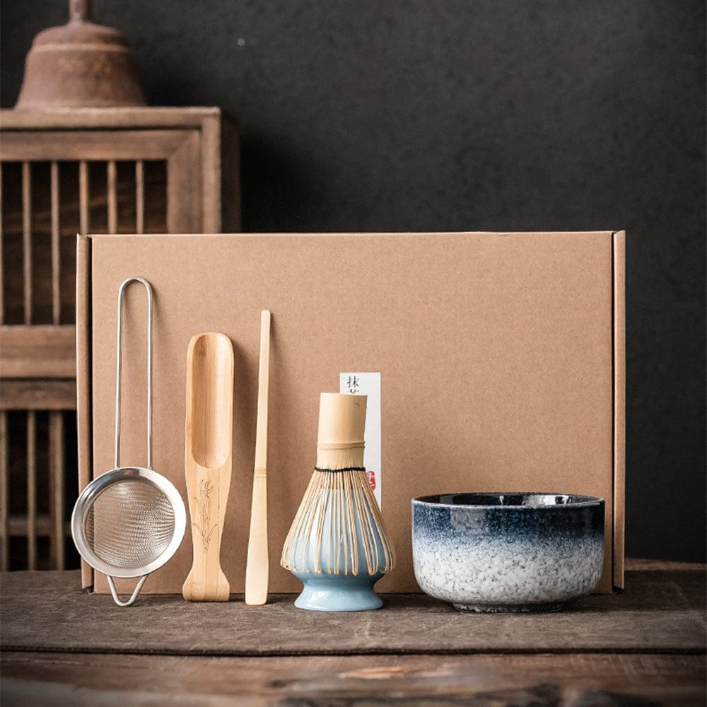 Matcha set 6-delig met keramische kom 350 ml en bamboe klopper