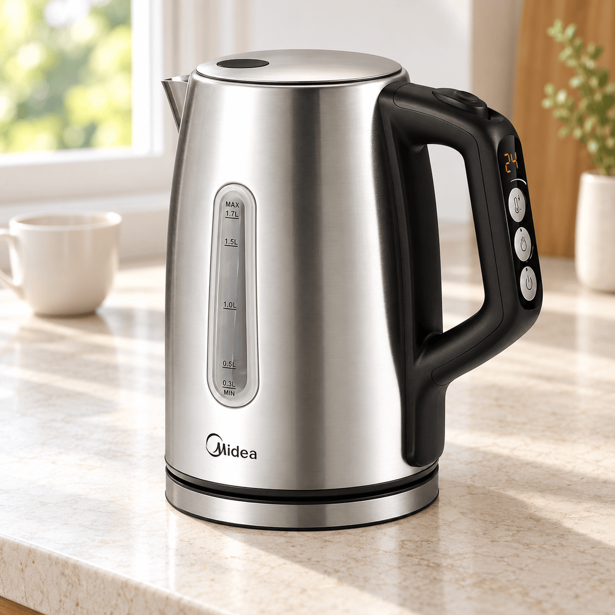 Midea RVS waterkoker 1,7 liter – 6 temperatuurstanden