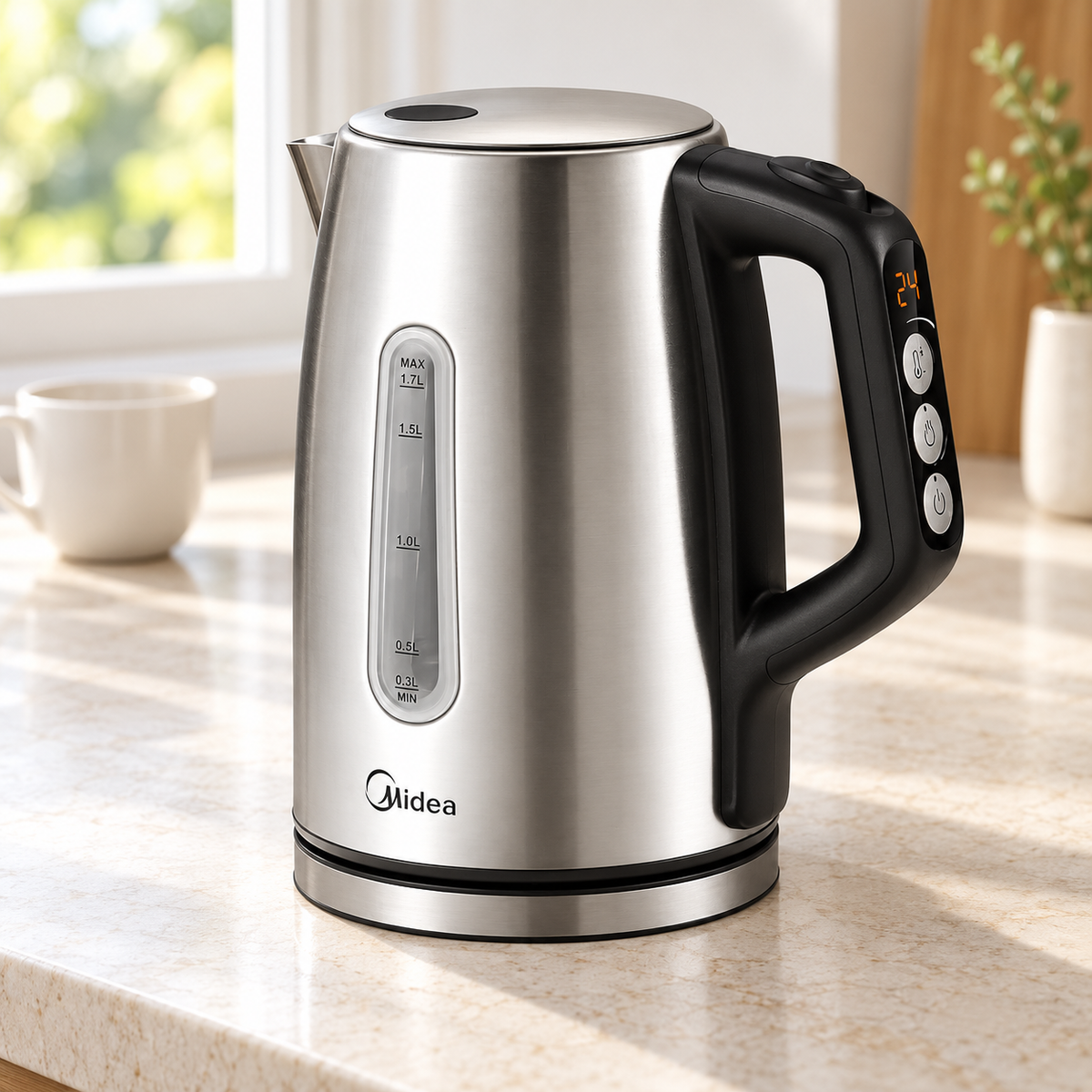 Midea RVS waterkoker 1,7 liter – 6 temperatuurstanden