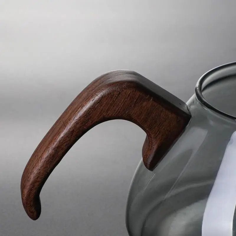 Minimalistisch design glazen theepot in hout 600 ml