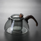 Minimalistisch design glazen theepot in hout 600 ml