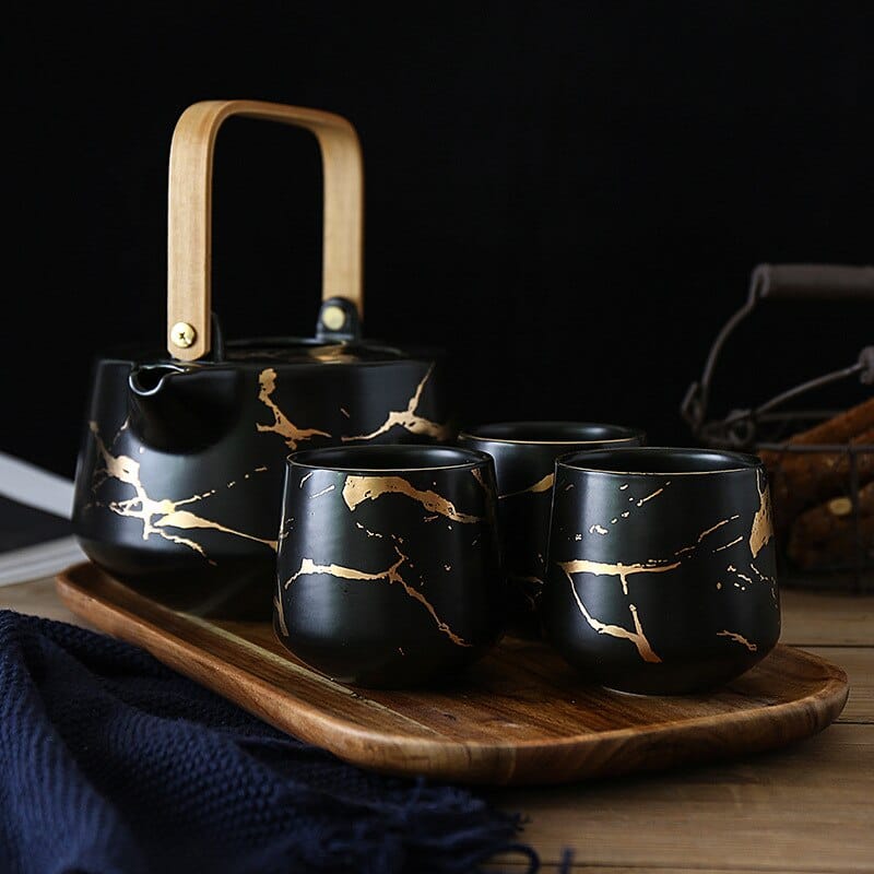 Modern porseleinen theeservies met theepot van 1 liter