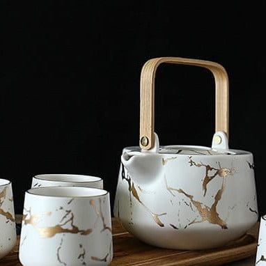 Modern porseleinen theeservies met theepot van 1 liter