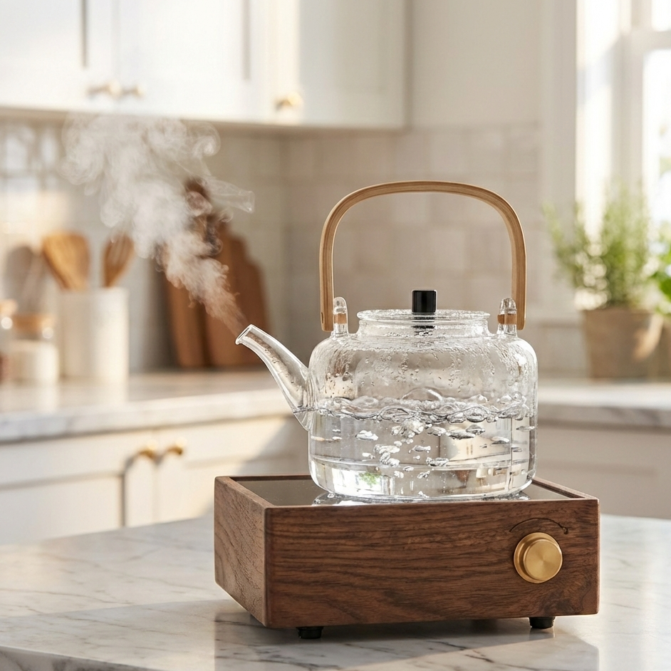 Scandinavische glazen theepot 1,1L