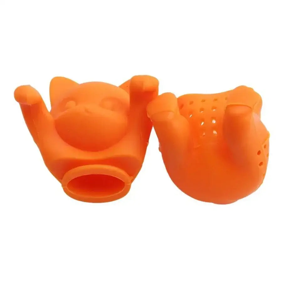 Oranje kitten thee-infuser voor losse thee