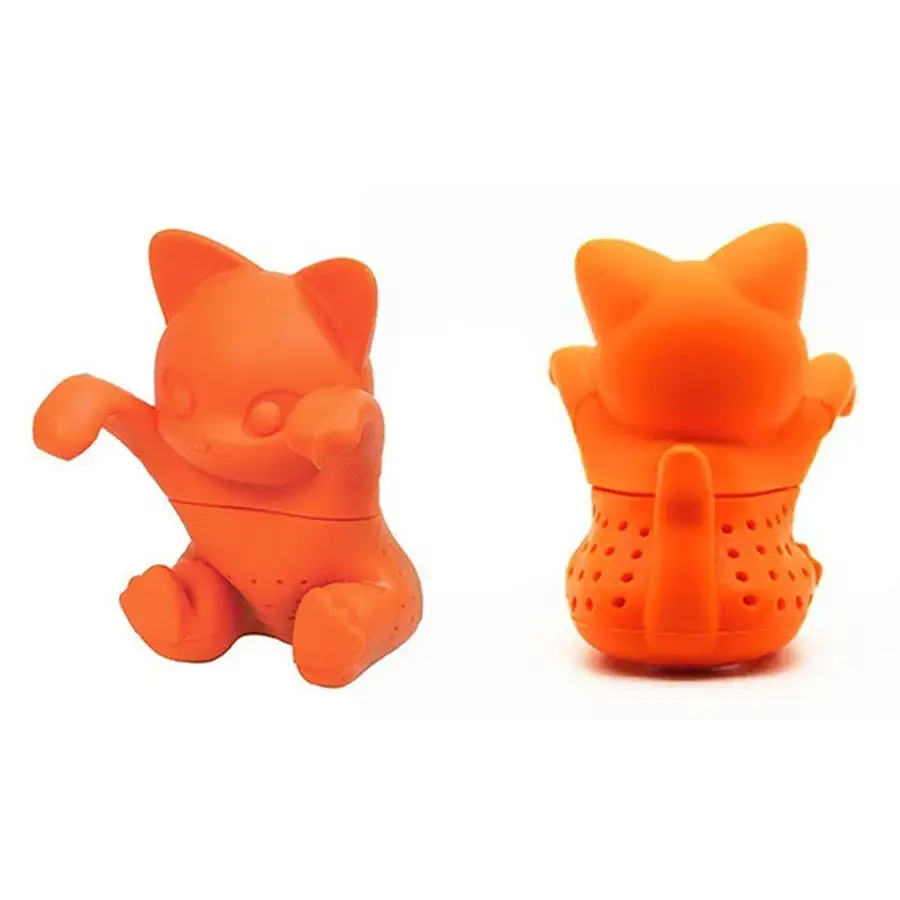 Oranje kitten thee-infuser voor losse thee