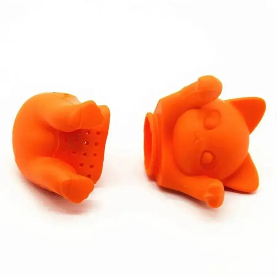 Oranje kitten thee-infuser voor losse thee