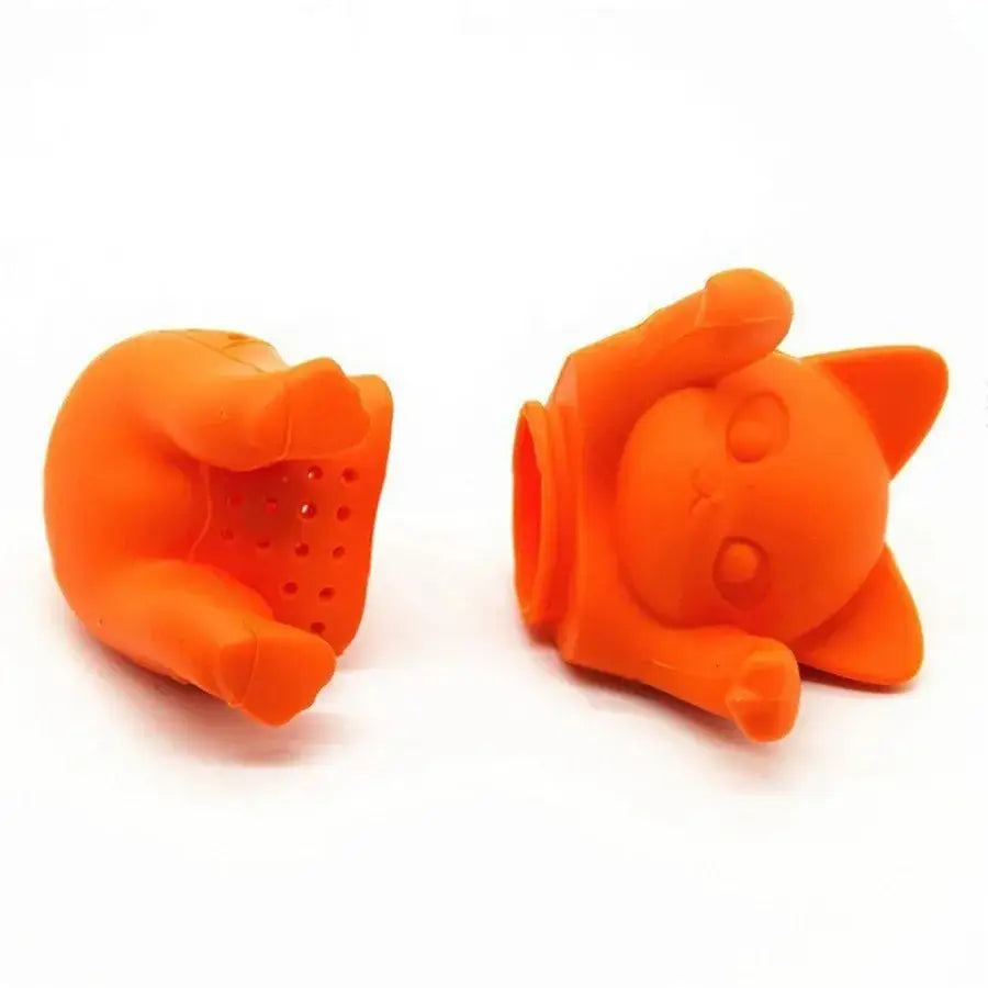 Oranje kitten thee-infuser voor losse thee