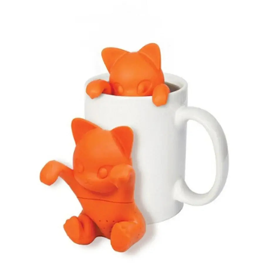 Oranje kitten thee-infuser voor losse thee