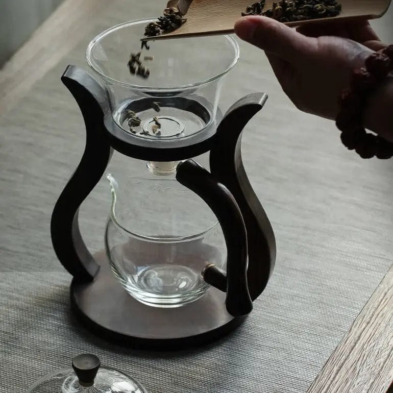 Originele theepot van glas en hout 300 ml
