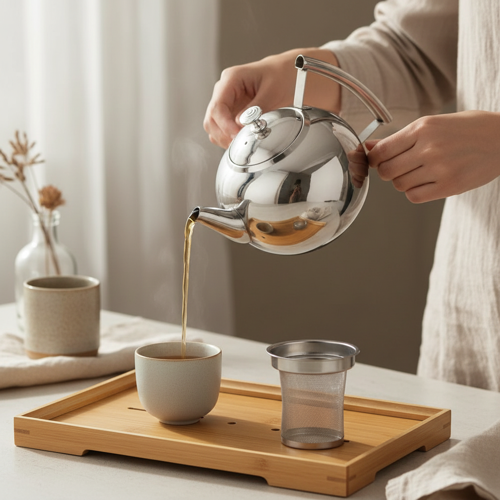 Round Steel Teapot 1.5L - 2L