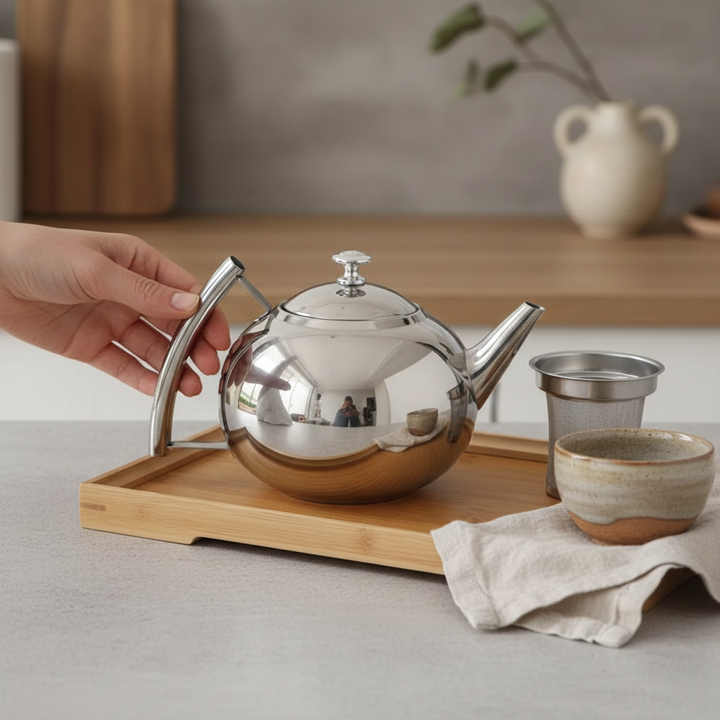 Ronde stalen theepot 1,5L - 2L - afbeelding 2