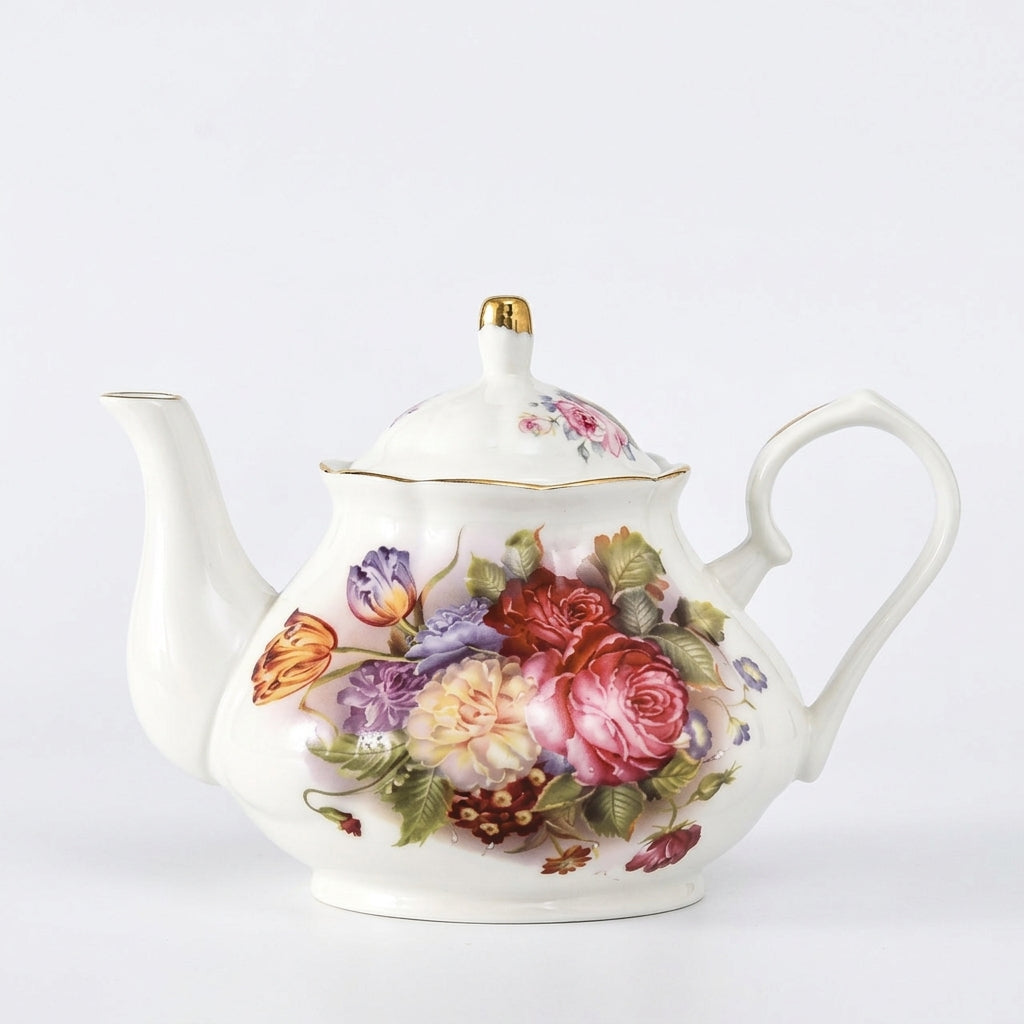 English porcelain teapot 400 ml with floral pattern – classic teapot