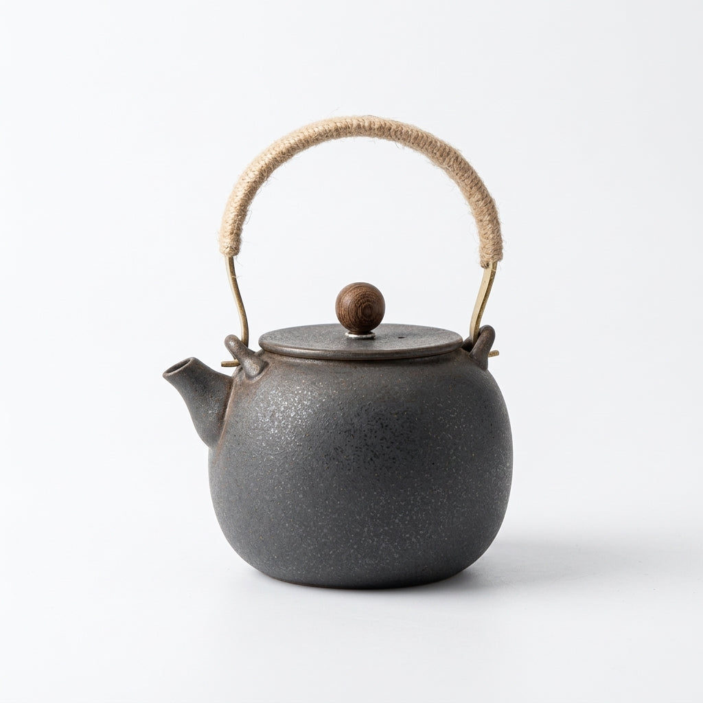 Japanse keramische theepot 475 ml met vintage design en handvat met touw