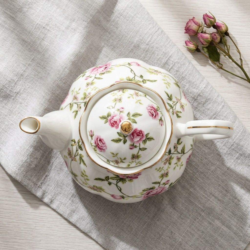 Engelse porseleinen theepot 400 ml met bloemenmotief