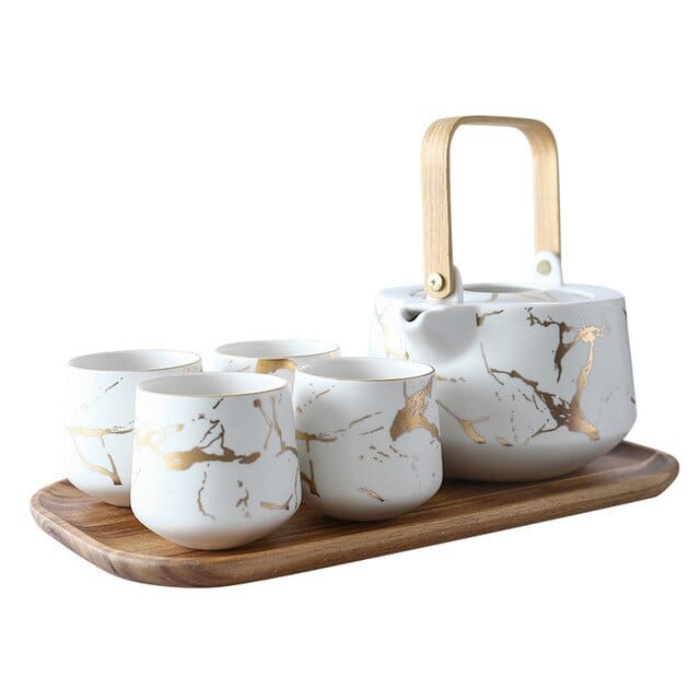 Modern porseleinen theeservies met theepot van 1 liter
