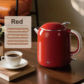 Retro RVS waterkoker 1 liter in rood of wit