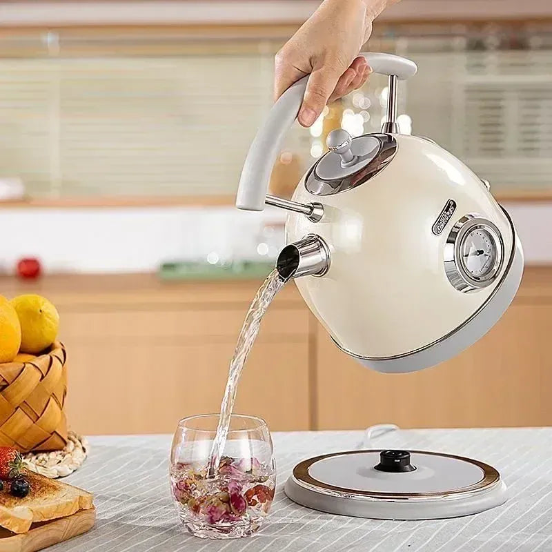 Retro waterkoker 1,8 liter met bolle vorm en thermometer