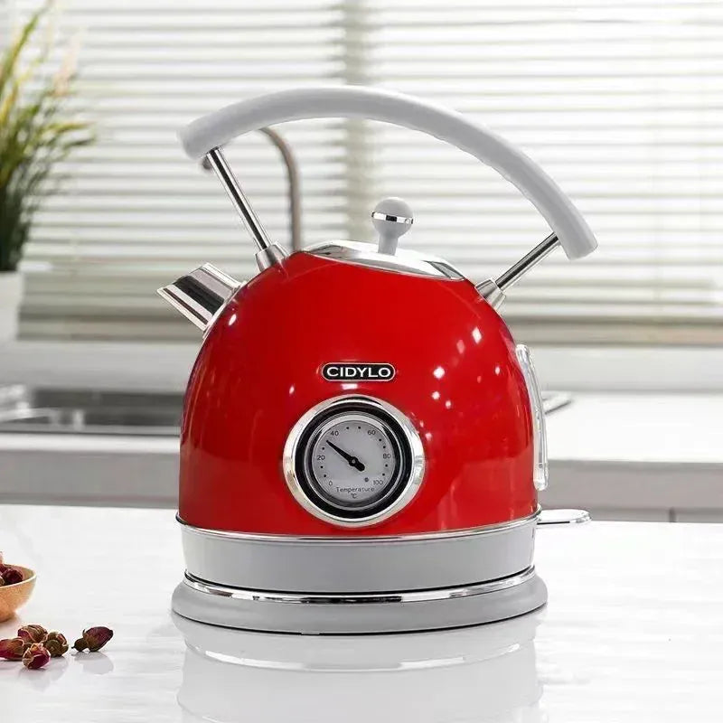 Retro waterkoker 1,8 liter met bolle vorm en thermometer