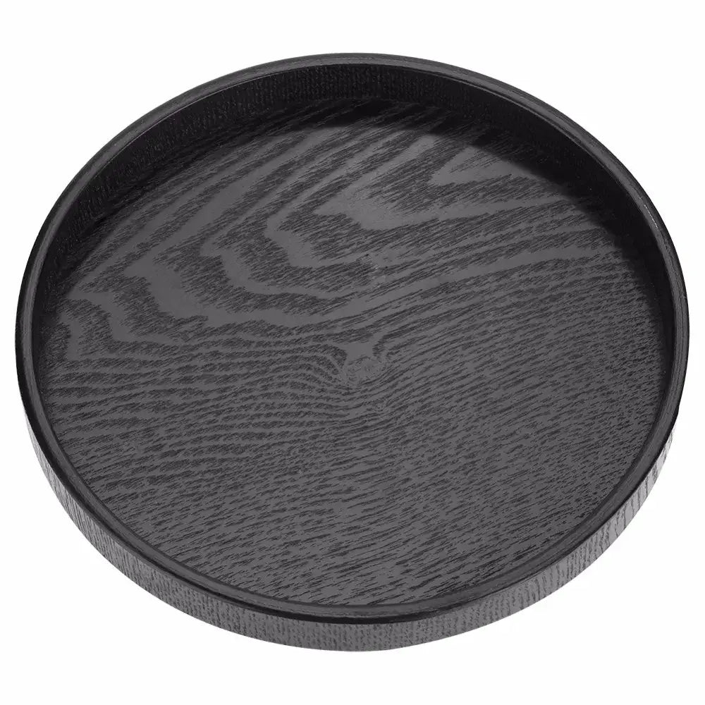 Rond zwart theedienblad