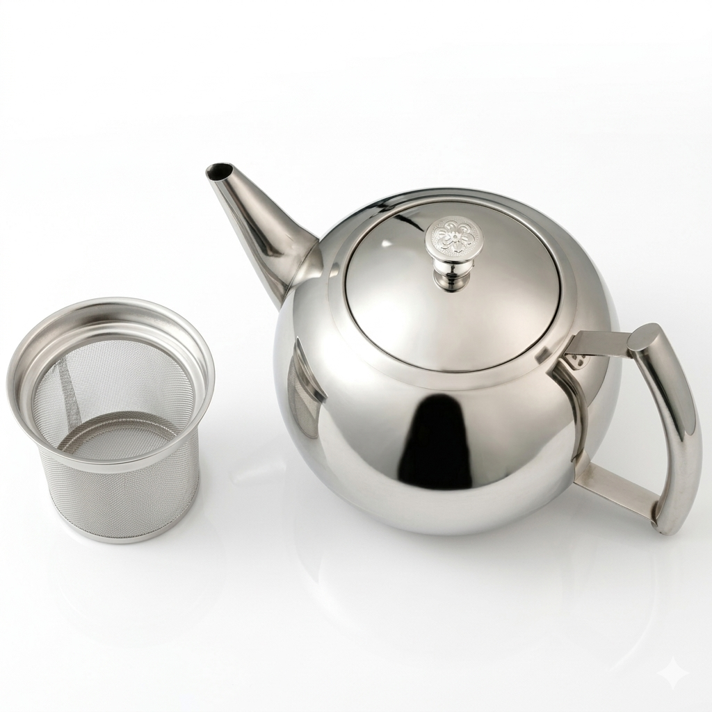 Ronde stalen theepot 1,5L - 2L