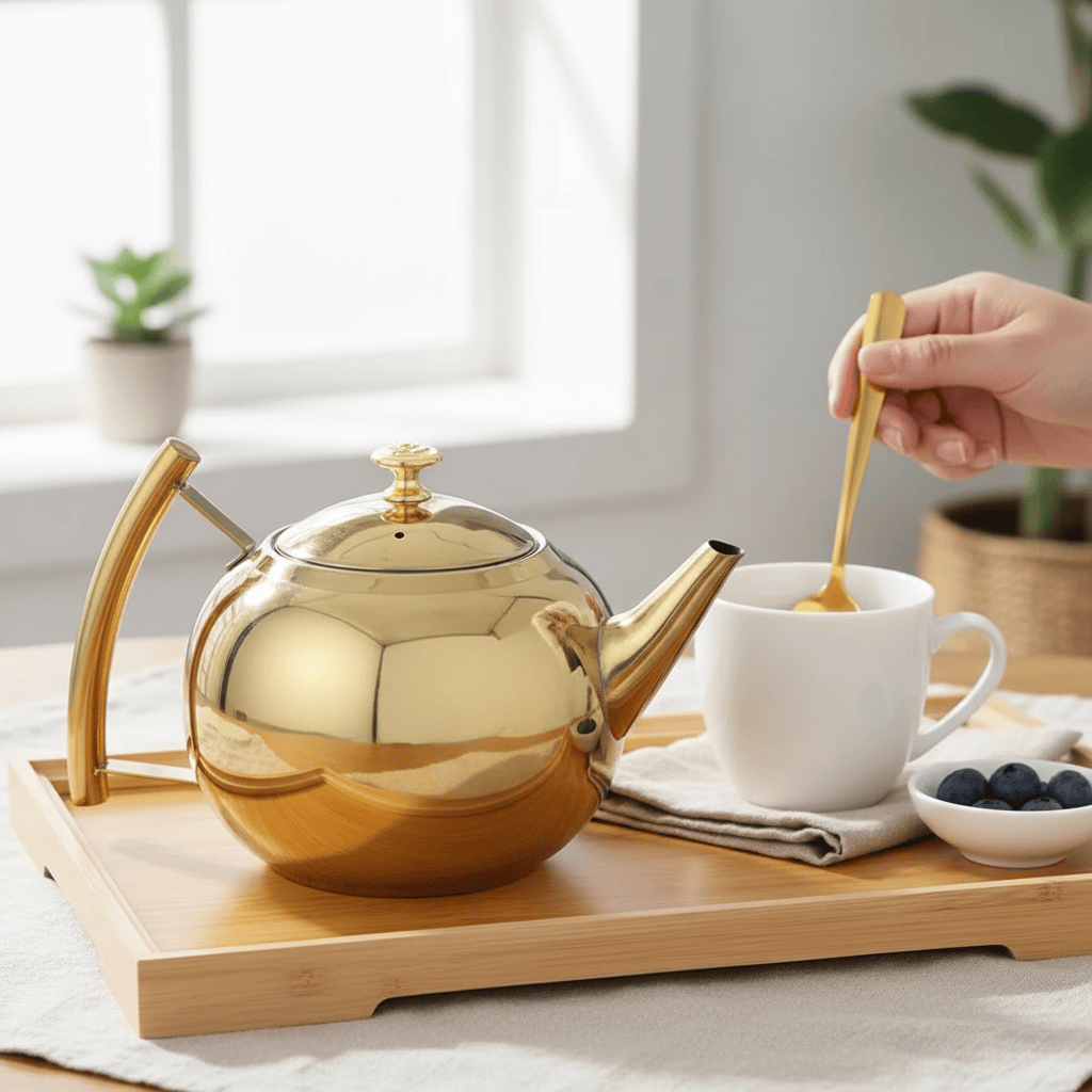Ronde stalen theepot 1,5L - 2L