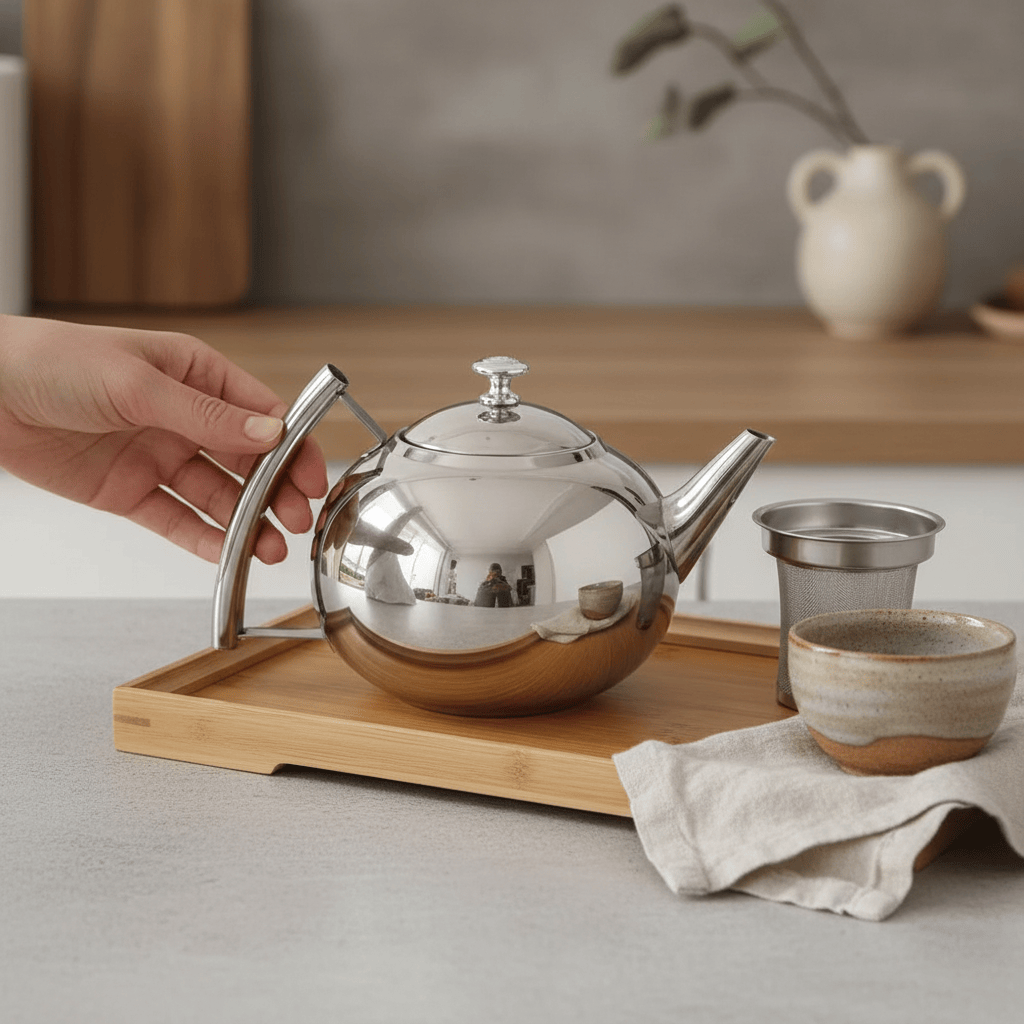 Ronde stalen theepot 1,5L - 2L