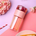 Roze glazen theefles 200 ml met infuser