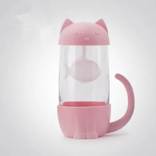 Roze kat theemok met infuser
