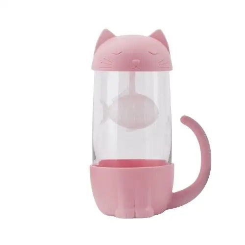 Roze kat theemok met infuser