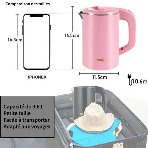 Roze RVS waterkoker 600 ml – 600 W