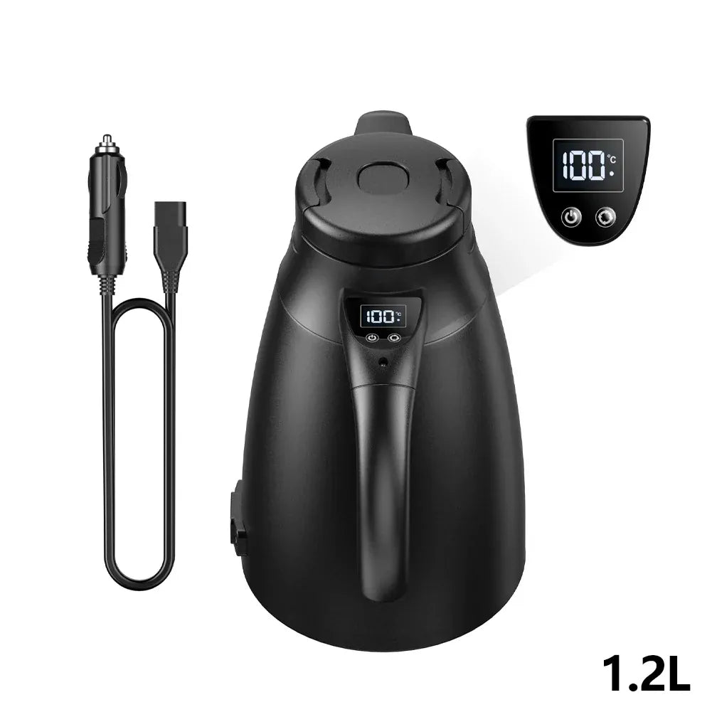 RVS autowaterkoker 12V/24V – 800 ml of 1,2 liter