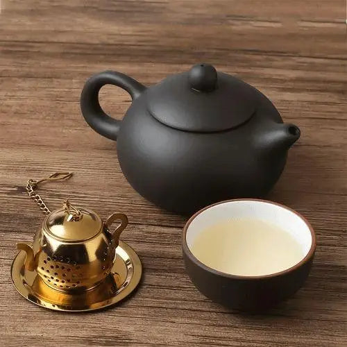RVS thee-infuser in theepotvorm – zilver- of goudkleurig