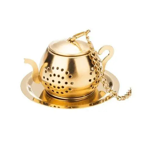 RVS thee-infuser in theepotvorm – zilver- of goudkleurig