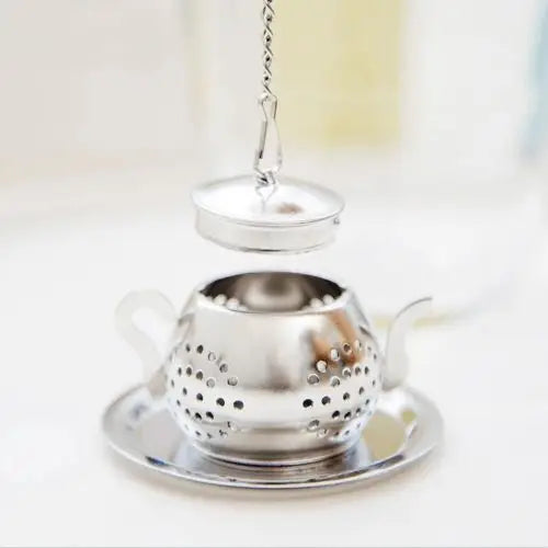 RVS thee-infuser in theepotvorm – zilver- of goudkleurig