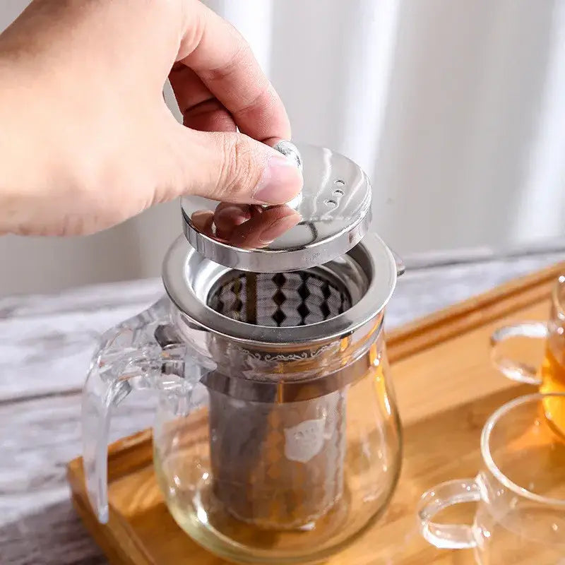RVS theefilter met deksel voor kop of theepot