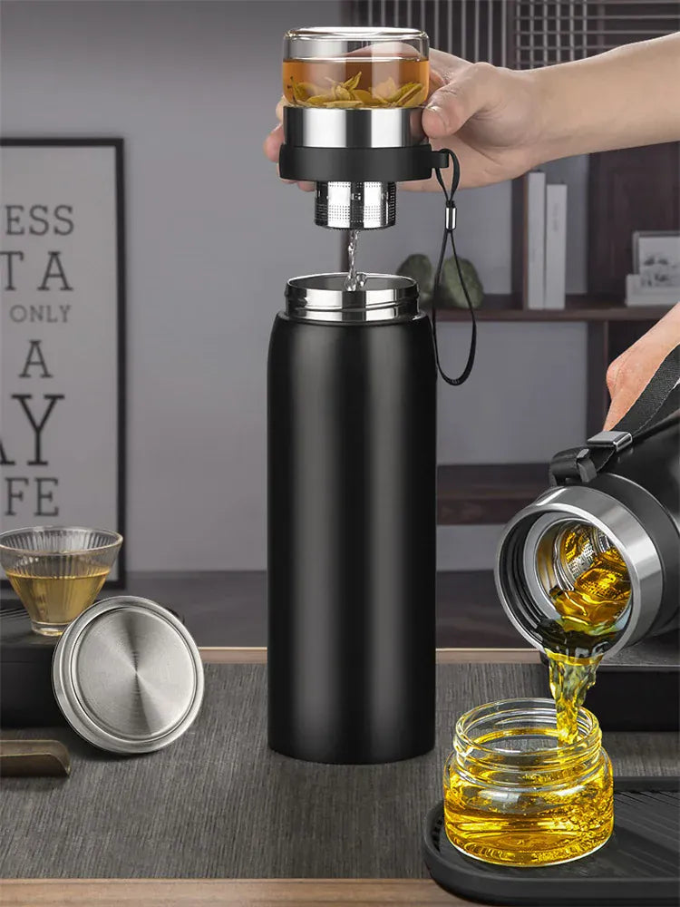 RVS thermosfles met apart theefilter