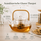 Scandinavische glazen theepot 800 ml met filter – borosilicaatglas